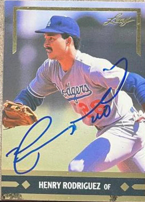 Henry Rodriguez Signed 1991 Leaf Gold Rookies Baseball Card - Los Angeles Dodgers