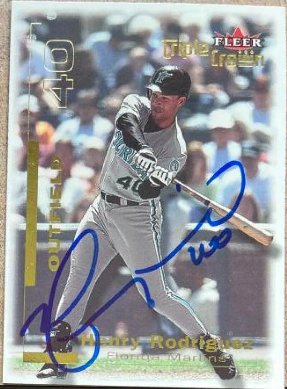 Henry Rodriguez Signed 2001 Fleer Triple Crown Baseball Card - Florida Marlins