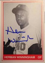 Herm Winningham Signed 1982 TCMA Baseball Card - Lynchburg Mets