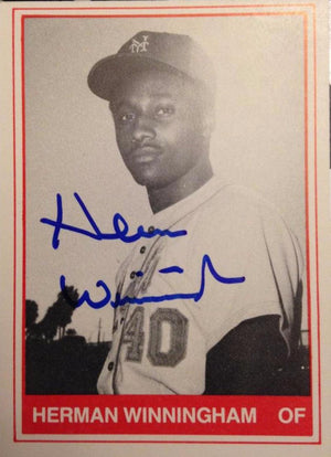 Herm Winningham Signed 1982 TCMA Baseball Card - Lynchburg Mets - PastPros