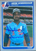 Herm Winningham Signed 1985 Fleer Update Baseball Card - Montreal Expos - PastPros