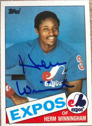 Herm Winningham Signed 1985 Topps Traded Baseball Card - Montreal Expos
