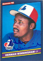 Herm Winningham Signed 1986 Donruss Baseball Card - Montreal Expos