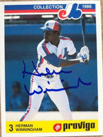 Herm Winningham Signed 1986 Provigo Baseball Card - Montreal Expos