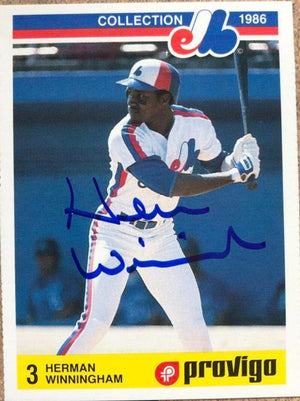 Herm Winningham Signed 1986 Provigo Baseball Card - Montreal Expos - PastPros