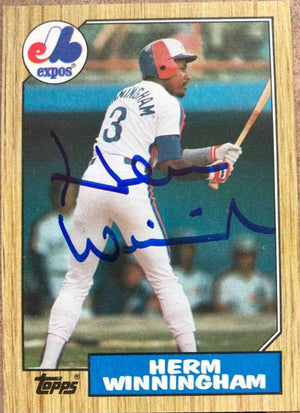 Herm Winningham Signed 1987 Topps Baseball Card - Montreal Expos - PastPros
