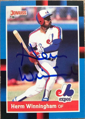 Herm Winningham Signed 1988 Donruss Baseball Card - Montreal Expos