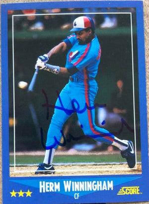 Herm Winningham Signed 1988 Score Baseball Card - Montreal Expos - PastPros