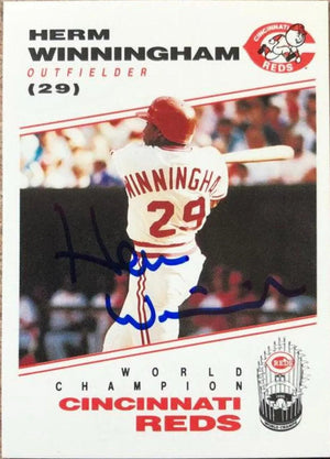 Herm Winningham Signed 1991 Kahn's Baseball Card - Cincinnati Reds