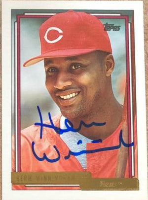 Herm Winningham Signed 1992 Topps Gold Baseball Card - Cincinnati Reds - PastPros