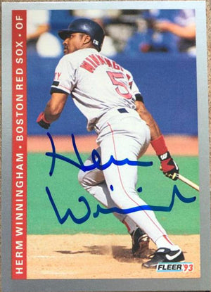 Herm Winningham Signed 1993 Fleer Baseball Card - Boston Red Sox - PastPros