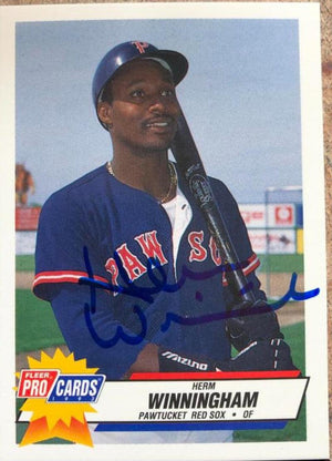 Herm Winningham Signed 1993 ProCards Baseball Card - Pawtucket Red Sox - PastPros