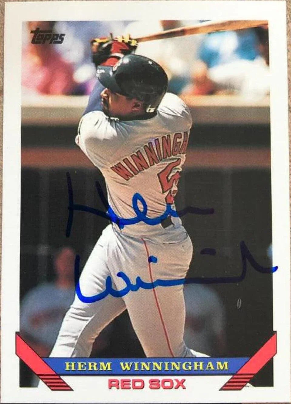 Herm Winningham Signed 1993 Topps Baseball Card - Boston Red Sox