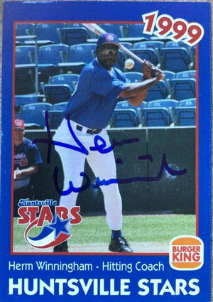 Herm Winningham Signed 1999 Burger King Baseball Card - Huntsville Stars