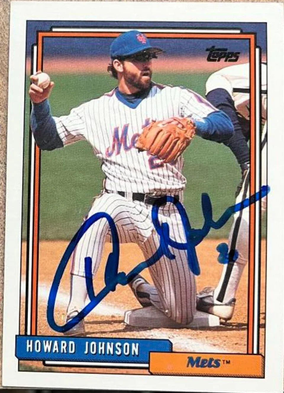 Howard Johnson Signed 1992 Topps Baseball Card - New York Mets #590