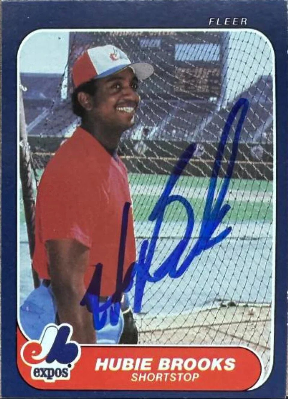 Hubie Brooks Signed 1986 Fleer Baseball Card - Montreal Expos