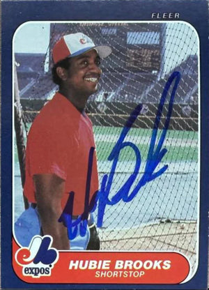 Hubie Brooks Signed 1986 Fleer Baseball Card - Montreal Expos
