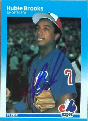 Hubie Brooks Signed 1987 Fleer Baseball Card - Montreal Expos