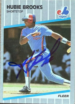 Hubie Brooks Signed 1989 Fleer Baseball Card - Montreal Expos
