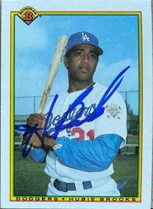 Hubie Brooks Signed 1990 Bowman Baseball Card - Los Angeles Dodgers