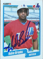Hubie Brooks Signed 1990 Fleer Baseball Card - Montreal Expos