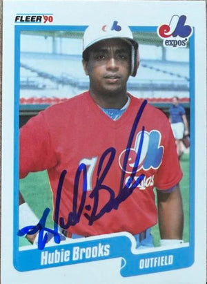 Hubie Brooks Signed 1990 Fleer Baseball Card - Montreal Expos