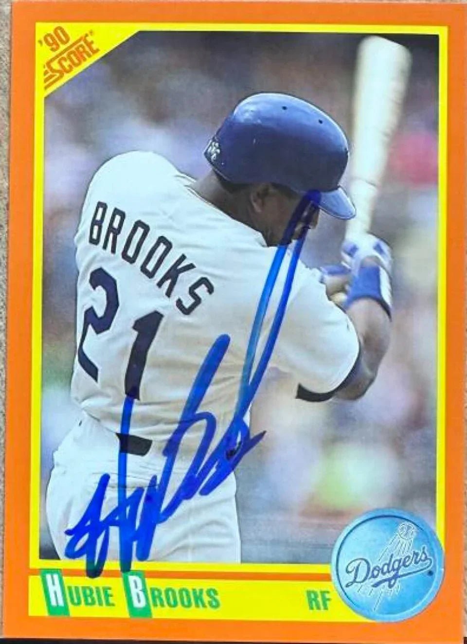 Hubie Brooks Signed 1990 Score Rookie & Traded Baseball Card - Los Angeles Dodgers