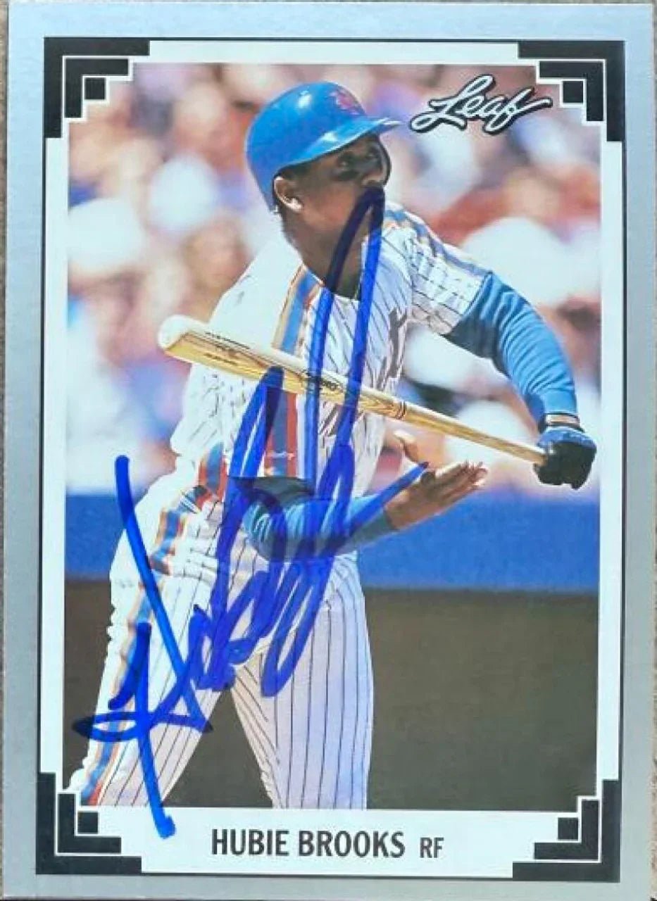 Hubie Brooks Signed 1991 Leaf Baseball Card - New York Mets