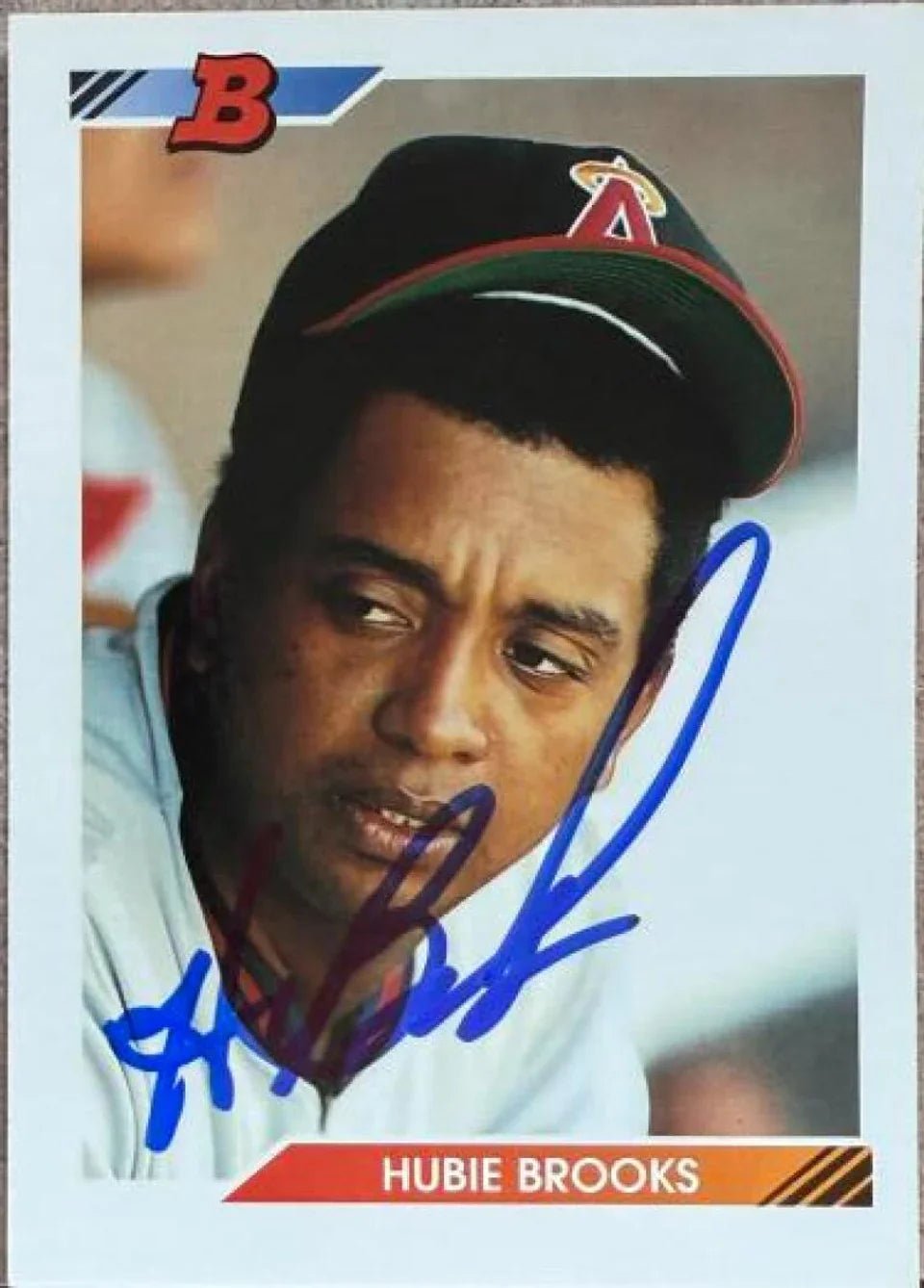 Hubie Brooks Signed 1992 Bowman Baseball Card - California Angels