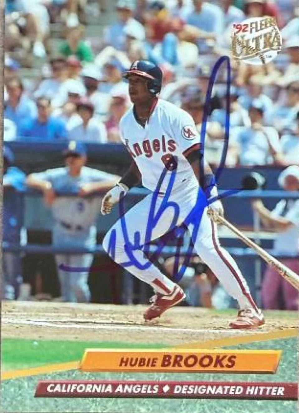Hubie Brooks Signed 1992 Fleer Ultra Baseball Card - California Angels
