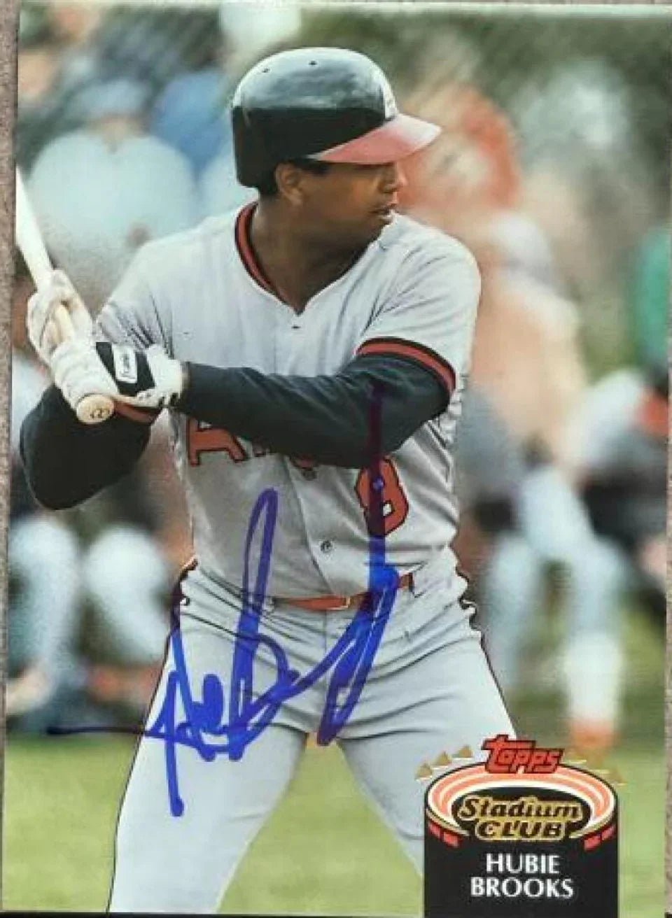Hubie Brooks Signed 1992 Stadium Club Baseball Card - California Angels