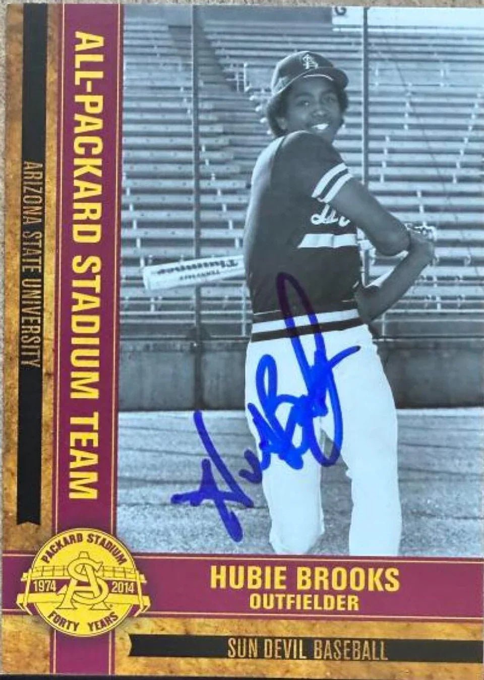 Hubie Brooks Signed 2014 Arizona State All-Packard Stadium Baseball Card