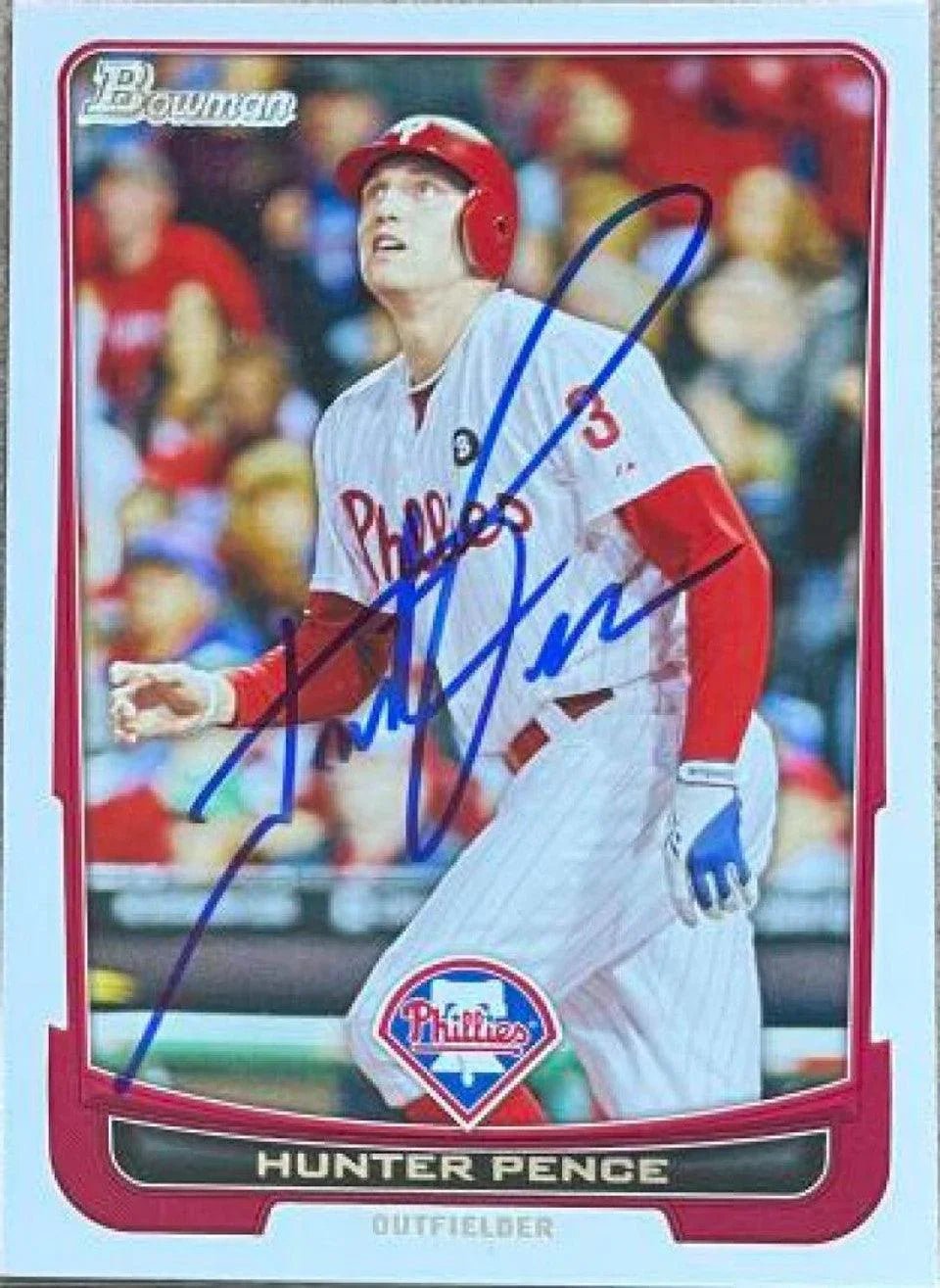 Hunter Pence Signed 2012 Bowman Baseball Card - Philadelphia Phillies