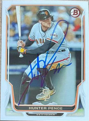 Hunter Pence Signed 2014 Bowman Baseball Card - San Francisco Giants - PastPros