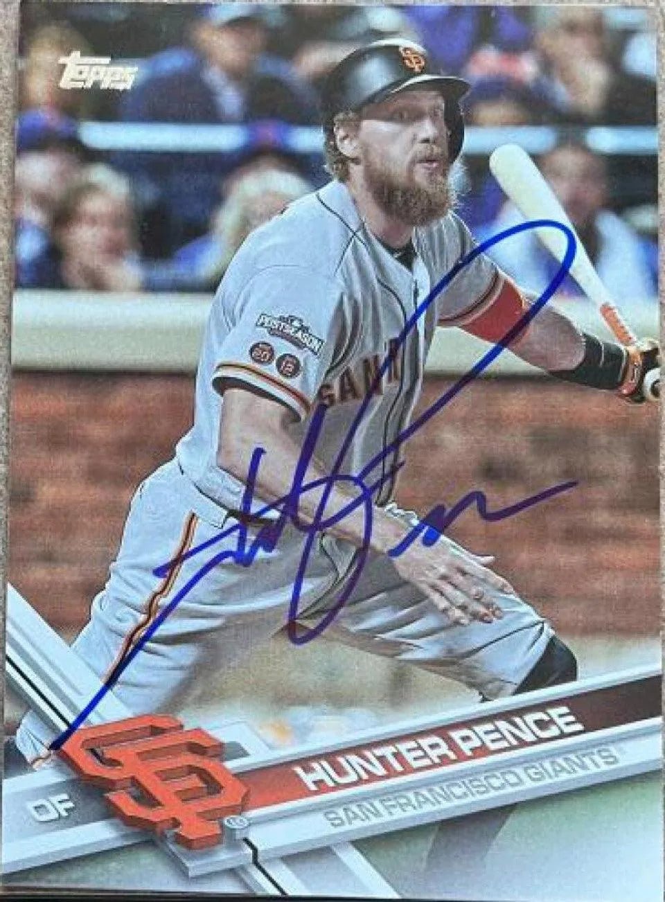Hunter Pence Signed 2017 Topps Baseball Card - San Francisco Giants