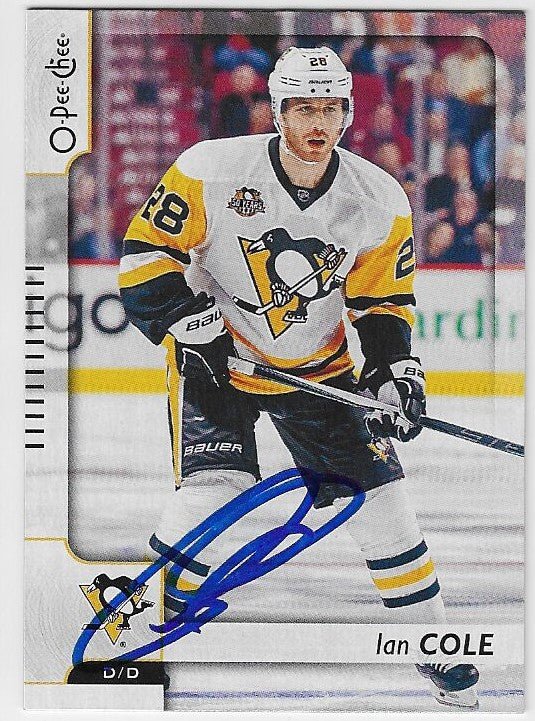 Ian Cole Signed 2017-18 O-Pee-Chee Hockey Card - Pittsburgh Penguins