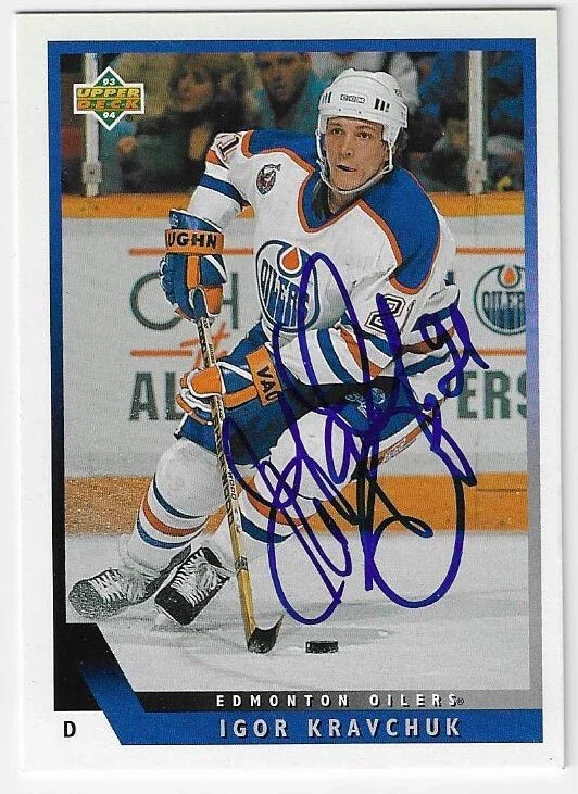 Igor Kravchuhk Signed 1993-94 Upper Deck Hockey Card - Edmonton Oilers