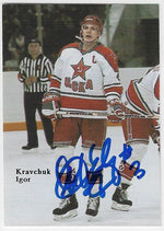 Igor Kravchuk Signed 1991-92 Red Ace Russian Stars Hockey Card - CSKA Moscow