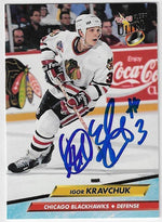 Igor Kravchuk Signed 1992-93 Fleer Ultra Hockey Card - Chicago Blackhawks