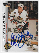 Igor Kravchuk Signed 1992-93 Pro Set Hockey Card - Chicago Blackhawks