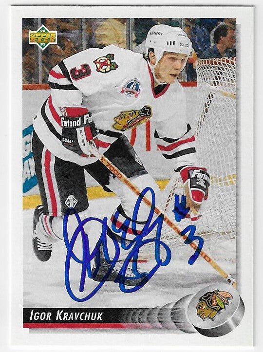 Igor Kravchuk Signed 1992-93 Upper Deck Hockey Card - Chicago Blackhawks #239