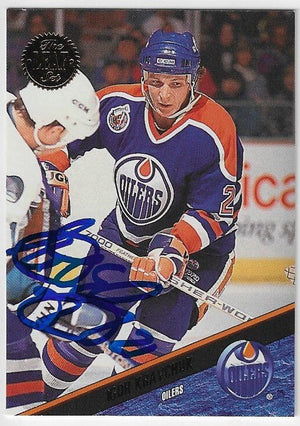 Igor Kravchuk Signed 1993-94 Leaf Hockey Card - Edmonton Oilers