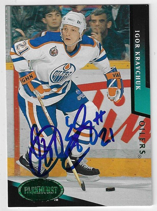 Igor Kravchuk Signed 1993-94 Parkhurst Emerald Ice Hockey Card - Edmonton Oilers