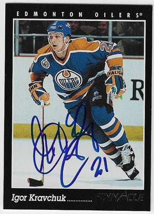 Igor Kravchuk Signed 1993-94 Pinnacle Hockey Card - Edmonton Oilers