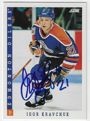 Igor Kravchuk Signed 1993-94 Score Hockey Card - Edmonton Oilers
