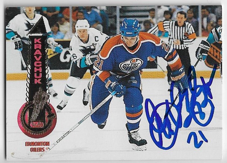 Igor Kravchuk Signed 1994-95 Pinnacle Hockey Card - Edmonton Oilers