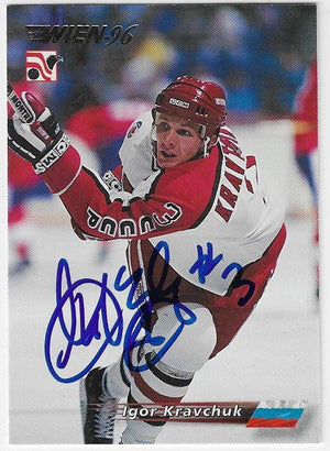 Igor Kravchuk Signed 1996 Semic Collections Wien-96 Hockey Card - Team Russia