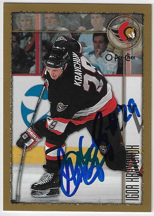 Igor Kravchuk Signed 1998 - 99 O - Pee - Chee Hockey Card - Ottawa Senators - PastPros