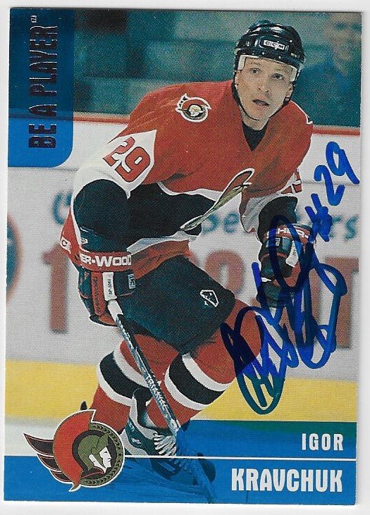 Igor Kravchuk Signed 1999-00 Be A Player (BAP) Hockey Card - Ottawa Senators