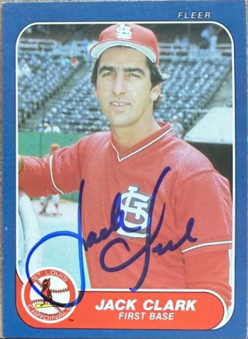 Jack Clark Signed 1986 Fleer Baseball Card - St Louis Cardinals - PastPros